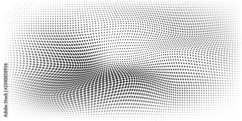 Dotted gradient halftone background. Horizontal seamless dotted pattern in pop art style. Abstract modern stylish texture. Fade gradient black and white half tone background. Vector illustration.