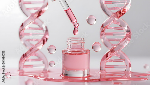 Luxury PDRN serum bottle with salmon DNA technology and regenerative skincare concept