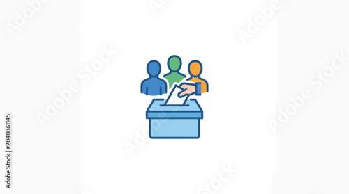 Εκτύπωση καμβά Voting ballot box with people icons, democracy, election, choice, civic duty con