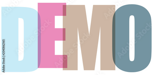 Cuadro en lienzo Demo text sign featuring soft pastel colored transparent letters over neutral checkerboard