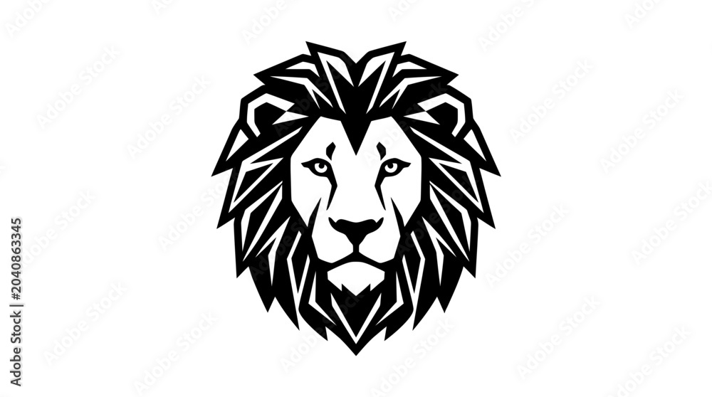 Obraz premium Geometric Lion Head Logo - Majestic Animal Emblem