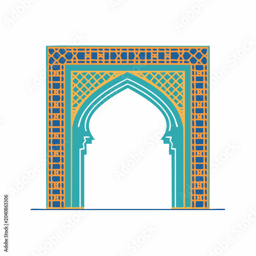 Ornate Islamic Archway with Geometric Patterns