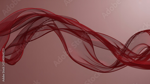 Flowing sheer red fabric in gentle waves against a soft gradient background