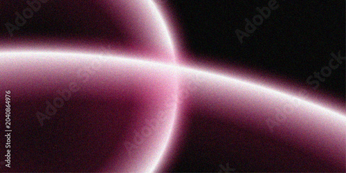 Abstract Pink Glowing Rings and Lens Flare with Grainy Texture on Black Background