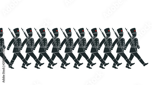 Photos Soldiers Marching in Uniforms with Rifles, Military Formation