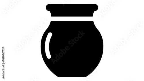 Obraz na płótnie A simple black silhouette icon of a handcrafted clay pot, representing tradition