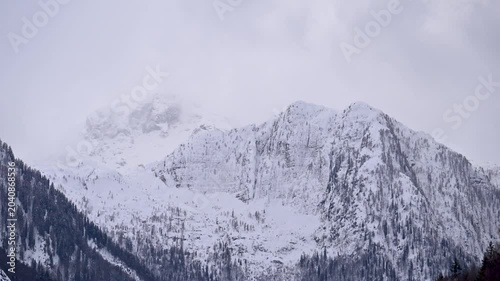 A winter of magic and mystery. Lake Predil in winter. Tarvisio.