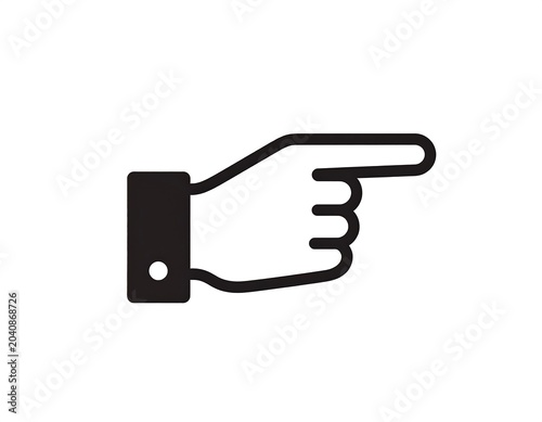 Simple Black Hand Icon Pointing Right on White Background