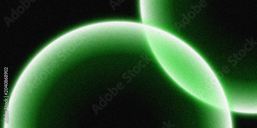 Abstract Green Glowing Spheres with Grainy Texture on Black Background
