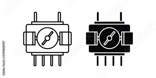 Foto Electrical component schematic and silhouette for electronics projects and indus