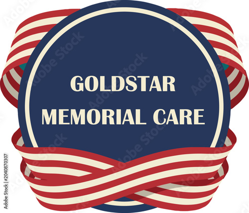 Memorial care badge with ribbon design representing remembrance and tribute Vector Illustration