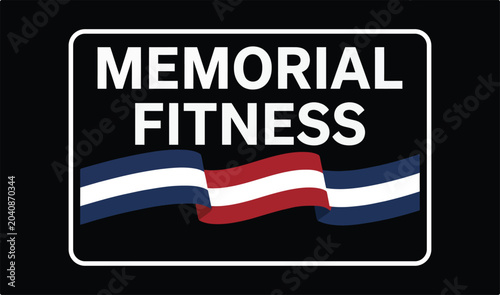 Memorial Fitness Signboard with Flag Design on Black Background Vector Illustration