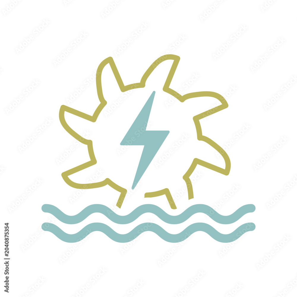 Fototapeta premium Hydro turbine energy outline vector icon