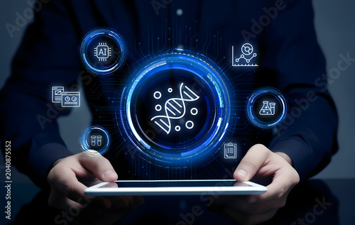 High-tech concept of genetic research