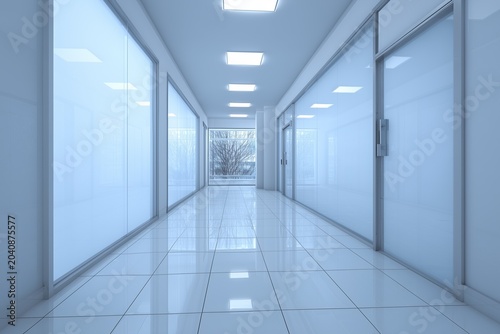Modern empty hallway with bright interior design