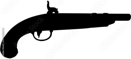Картината върху платно Model 1813 Flintlock Pistol Silhouette Vector Illustration