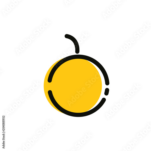 A minimalist and unique fruit symbol, with a contemporary touch that is suitable for use in logo designs or other design additions.