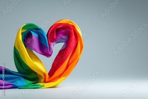 Colorful fabric heart symbol on light background