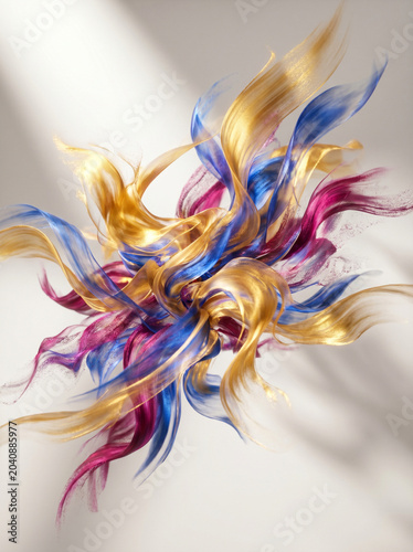 Abstract colorful flowing lines in vibrant digital art style