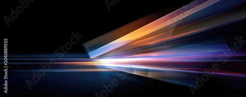 Abstract light streaks with geometric shapes and dark background