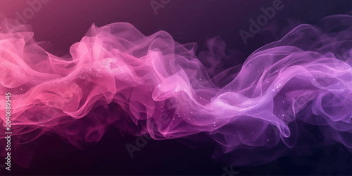 Radiant purple and pink smoke waves create a futuristic visual effect with soft glowing highlights.