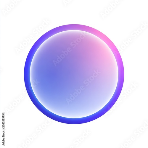 A luminous orb with a soft purple-to-pink gradient, outlined by a glowing blue ring
