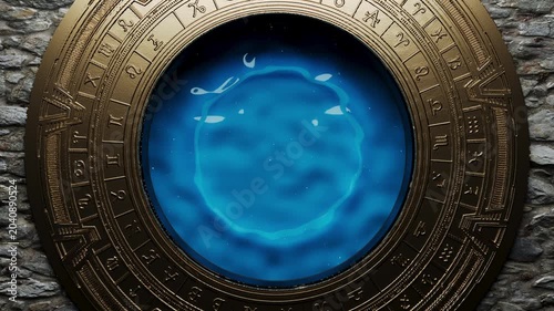 3d render Stargate portal, transition to another universe, and teleportation.