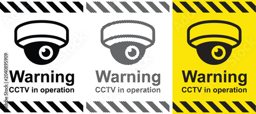 Quadro em tela Warning CCTV in operation sign, vector illustration.