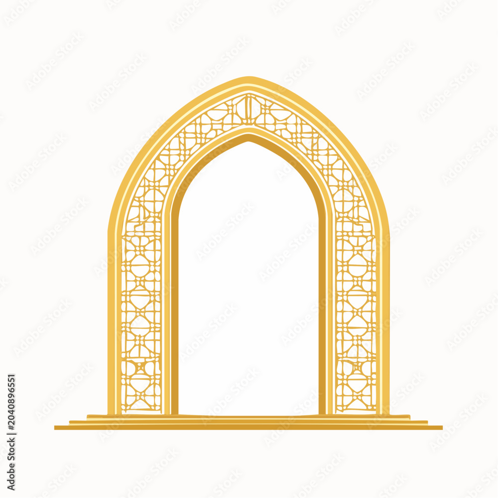 Fototapeta premium Golden Islamic Archway with Geometric Pattern