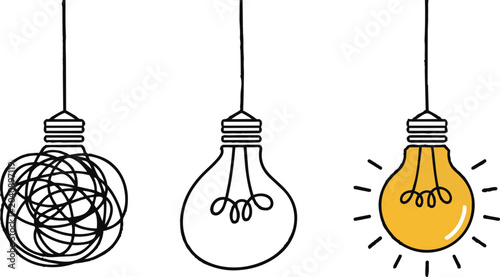 Idea concept, creative of simplifying complex process lightbulb, bulb sign, innovations, untangled of problem. Keep it simple business concept for project management, marketing, creativity