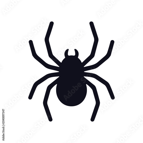 Fényképezés Black spider silhouette insect icon.