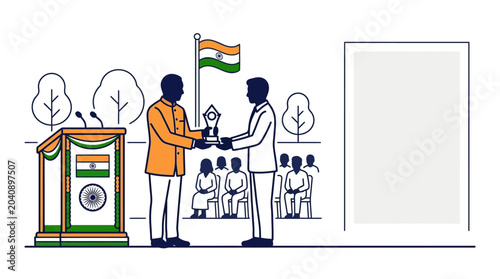 Cuadro en lienzo Indian official presenting an award to a recipient at a formal ceremony