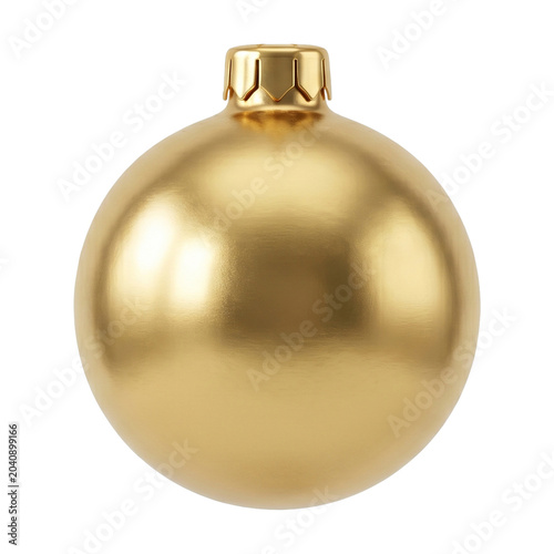 Shiny Gold Christmas Ornament PNG, Matte Metallic Bauble Isolated on Transparent Background