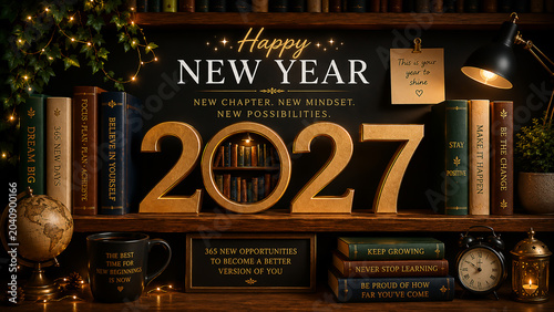 New Year 2027 Creative Design Concept with educational Concept 