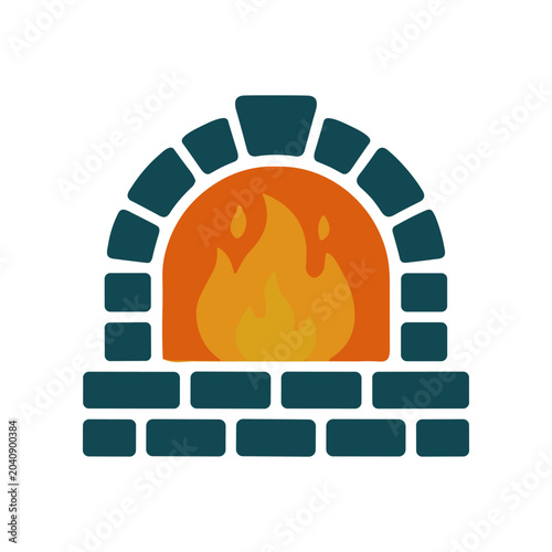 Εκτύπωση καμβά Brick arch with fire burning inside.