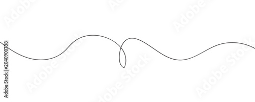 Obraz na płótnie Thin curved liOne continuous squiggle line. Curved single line.ne seamless pattern. Vector background