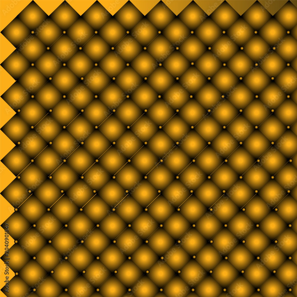Naklejka premium Luxury gold quilted leather background with golden studs