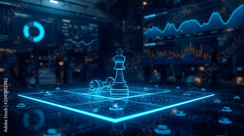 Futuristic Chess Game - Strategy and Technology in a Digital World.