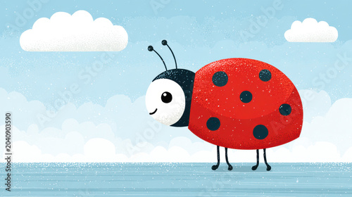 Good luck, A flat illustration of a ladybug landing on a hand symbolizing good luck.
