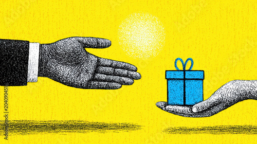 Good luck, A cheerful flat illustration of winning a small prize unexpectedly.