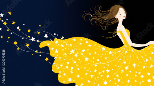 Good luck, Wishing on a shooting star for good luck in a flat vector illustration style.