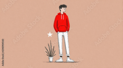 Good luck, Wishing on a shooting star for good luck in a flat illustration style