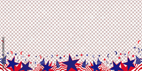 patriotic stars and flags on transparent background