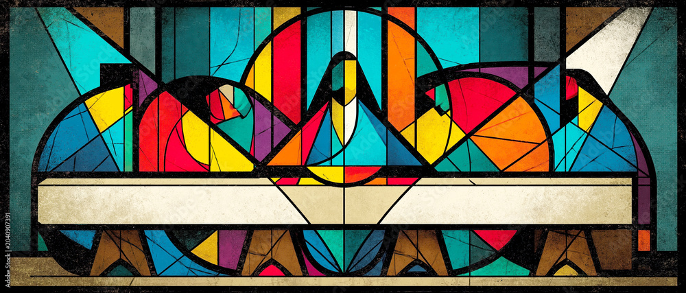 Fototapeta premium Abstract Geometric Last Supper – Generative AI