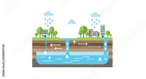 Photos Groundwater Recharge and Flow Diagram: Urban vs