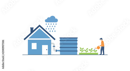 Foto Rainwater Harvesting System for Home Garden Irrigation