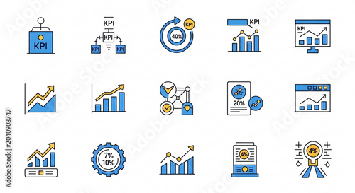 Vector Icons for Key Performance Indicators and Business Data Analysis