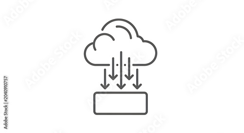 Cloud computing download icon, vector illustration of data transfer from cloud storage to device