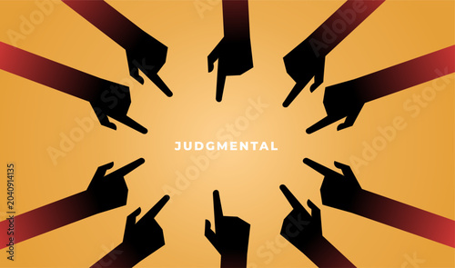 Foto Judgmental and Social Pressure Concept Vector Illustration
