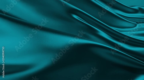 Abstract Teal Satin Silk Wave Motion Background with Glossy Flowing Fabric Texture | Elegant Liquid Cloth Animation with Cinematic Light and Luxury Aesthetic